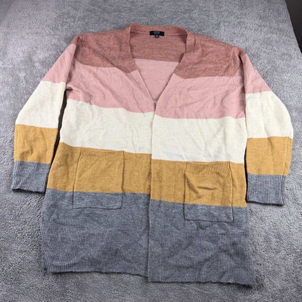 Modern Open Cardigan Sweater Canvas Womens XL Multicolor Striped